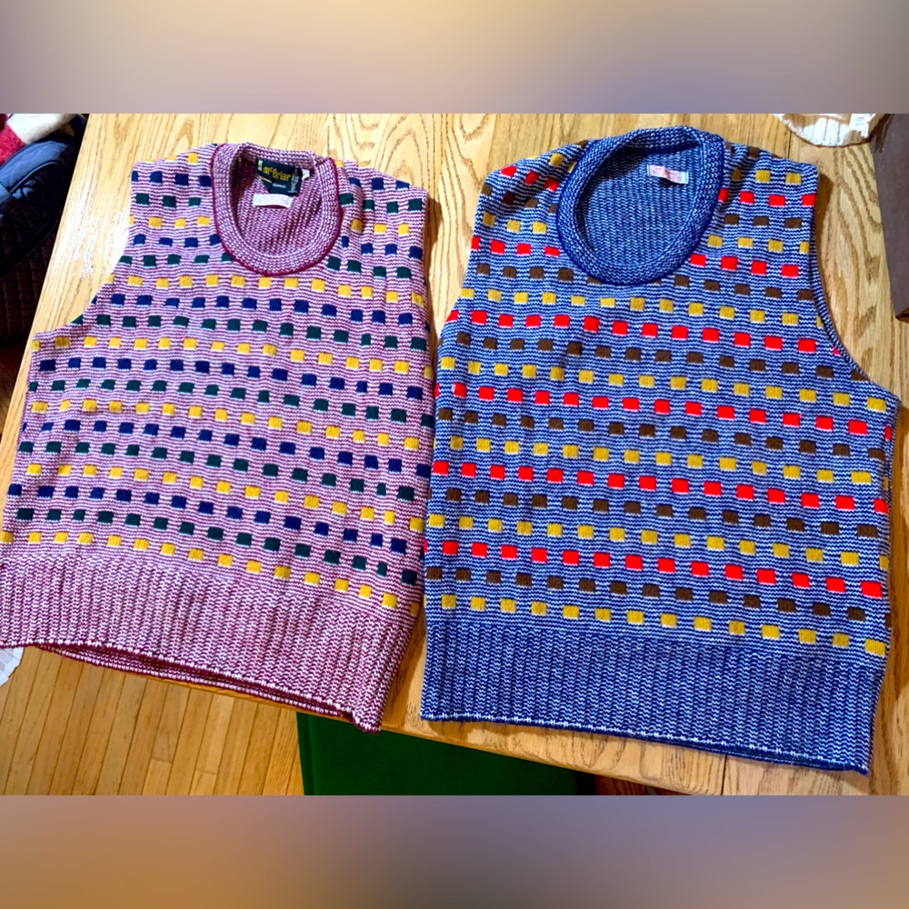Matching ugly sweater vests, Vintage Christmas vests 2 of them size Large,